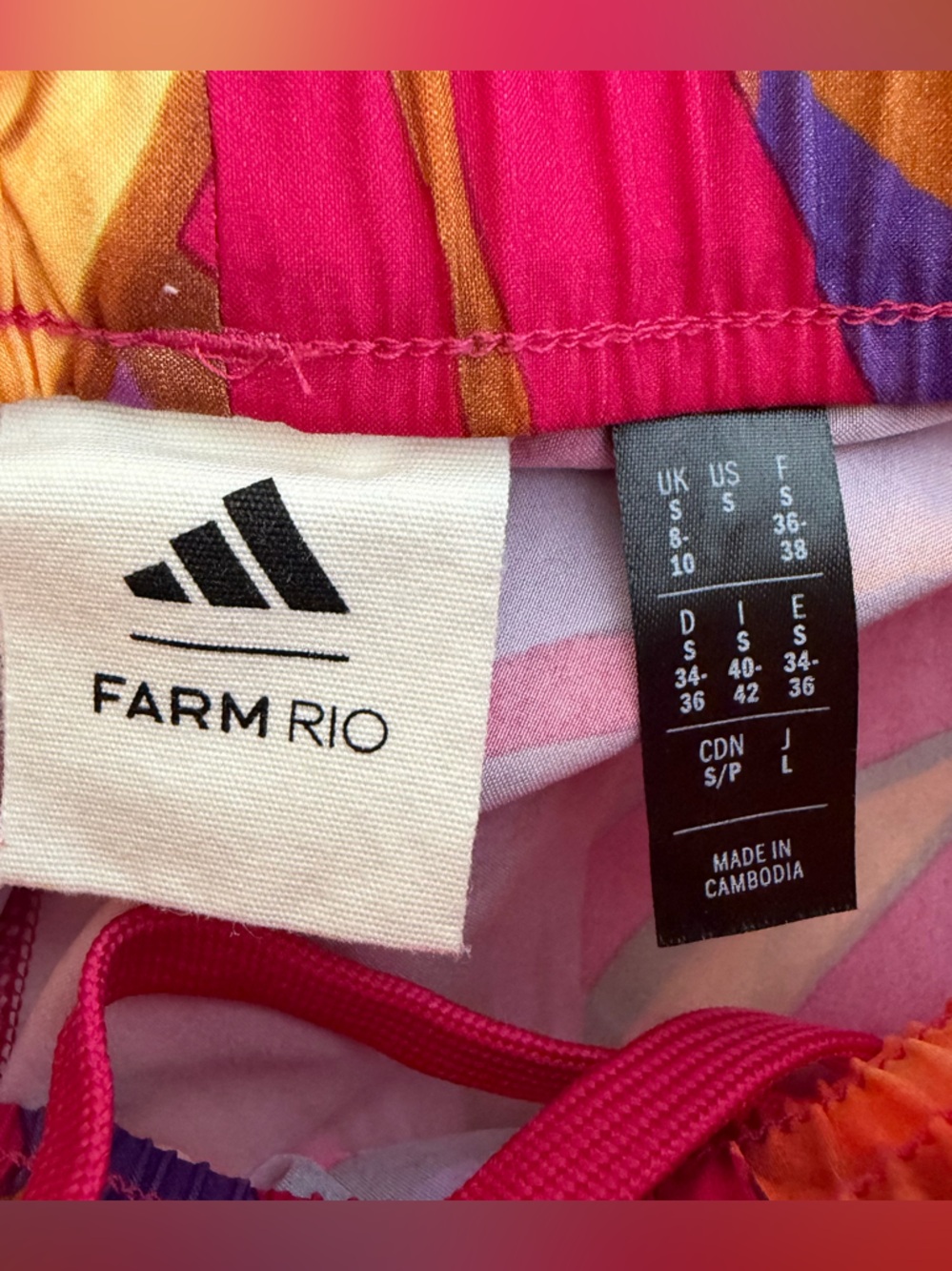 Farm Rio x Adidas Women Tropical Print Shorts Bird of Paradise High Rise Sz S - Picture 9 of 10